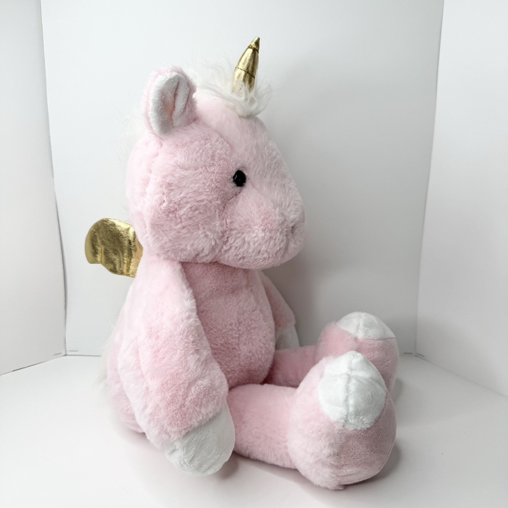 Walgreens Pink Pegasus Unicorn Plush Stuffed Animal 20" Large Gold Wings Horn - Picture 6 of 8